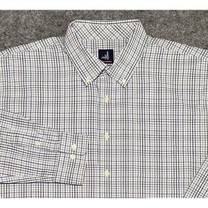 Johnnie O Prep-Formance Shirt Performance Mens 2XL Blue White Plaid L/S Stretch